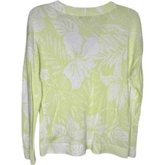 Tommy Bahama Mahana Open Weave Tropical/Floral Print V-Neck - Lime/White - L - Picture 5 of 8